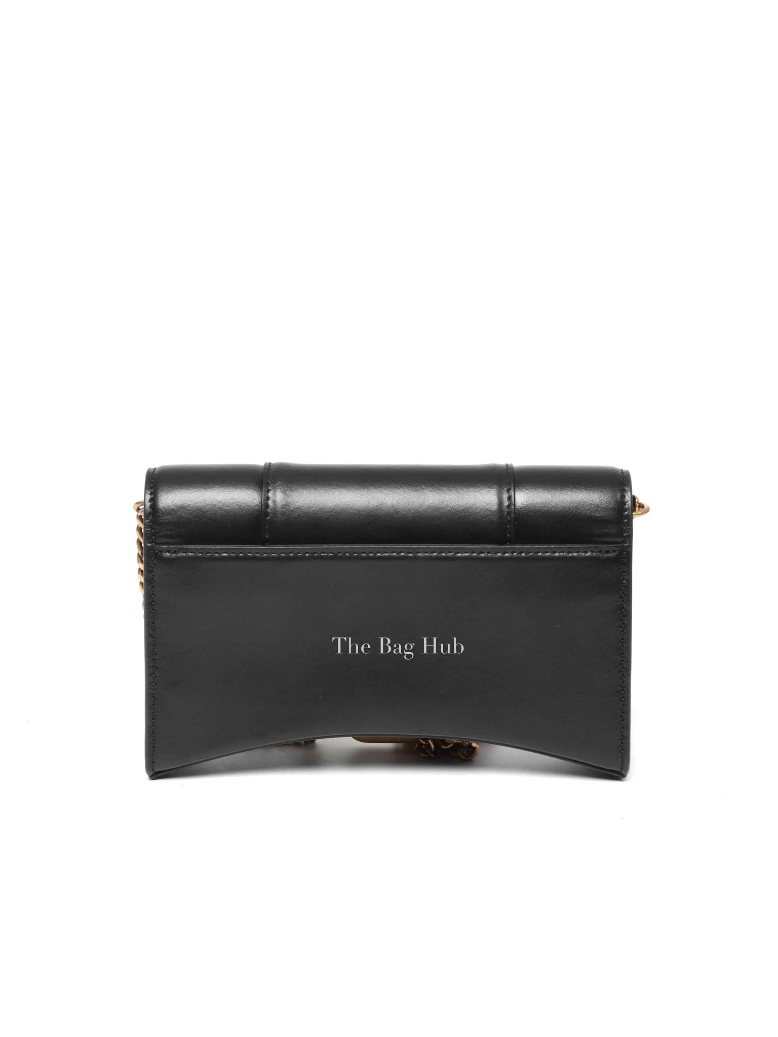 Balenciaga Black Smooth Leather Hourglass Wallet On Chain Bag