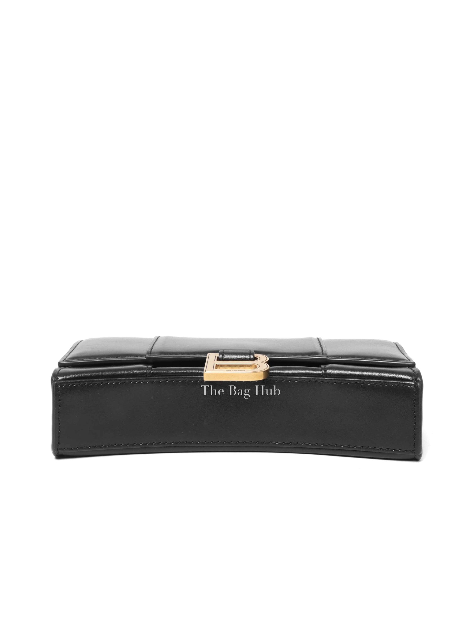Balenciaga Black Smooth Leather Hourglass Wallet On Chain Bag