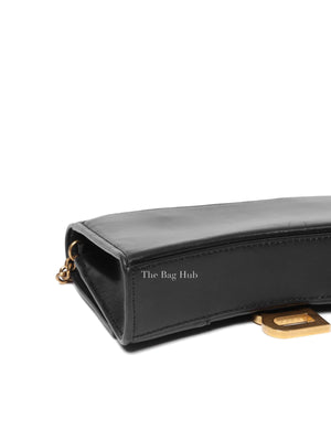 Balenciaga Black Smooth Leather Hourglass Wallet On Chain Bag