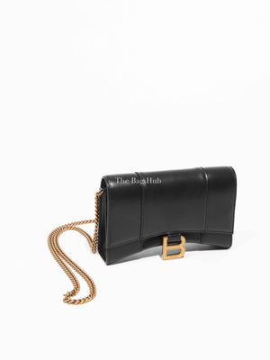 Balenciaga Black Smooth Leather Hourglass Wallet On Chain Bag