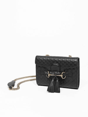 Gucci Black Leather Microguccissima Mini Emily Chain Shoulder Bag