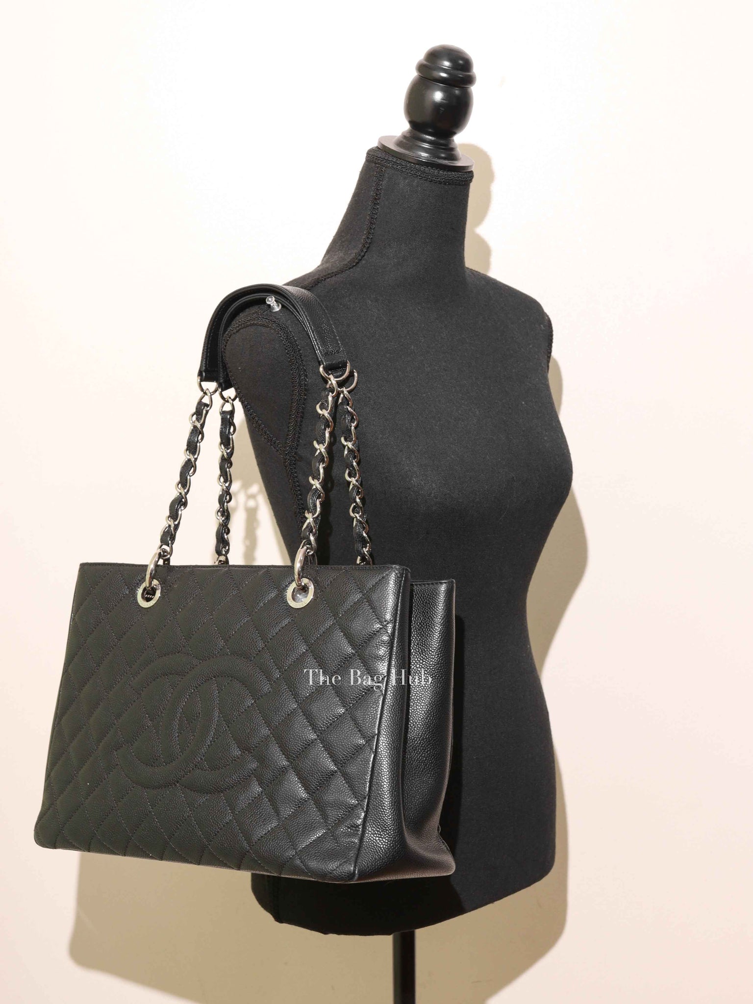 Chanel Black Quilted Caviar Leather Grand Shopping Tote Bag SHW
