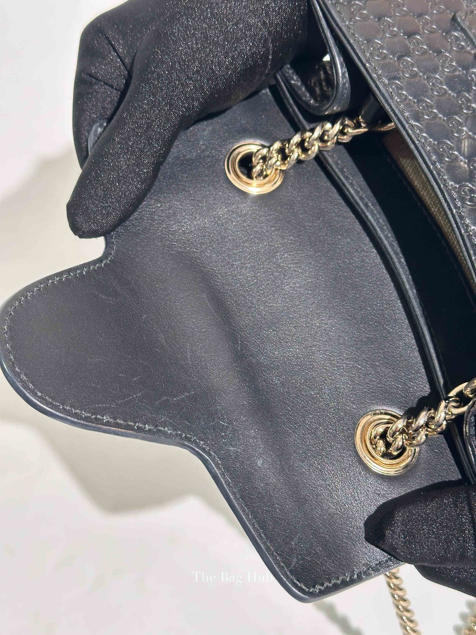 Gucci Black Leather Microguccissima Mini Emily Chain Shoulder Bag
