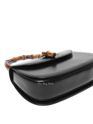 Gucci Black Leather Vintage Bamboo Top Handle Bag