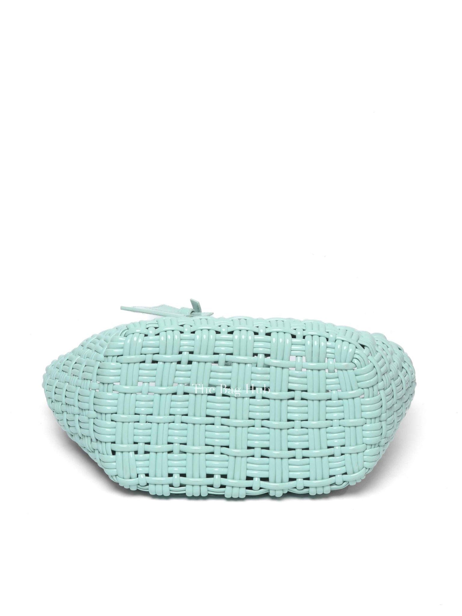 Balenciaga Light Blue Varnished Faux Calfskin Braided XS Bistro Basket