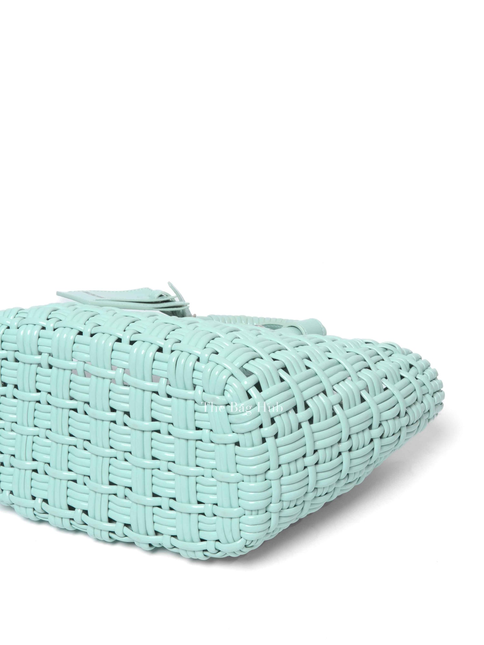 Balenciaga Light Blue Varnished Faux Calfskin Braided XS Bistro Basket