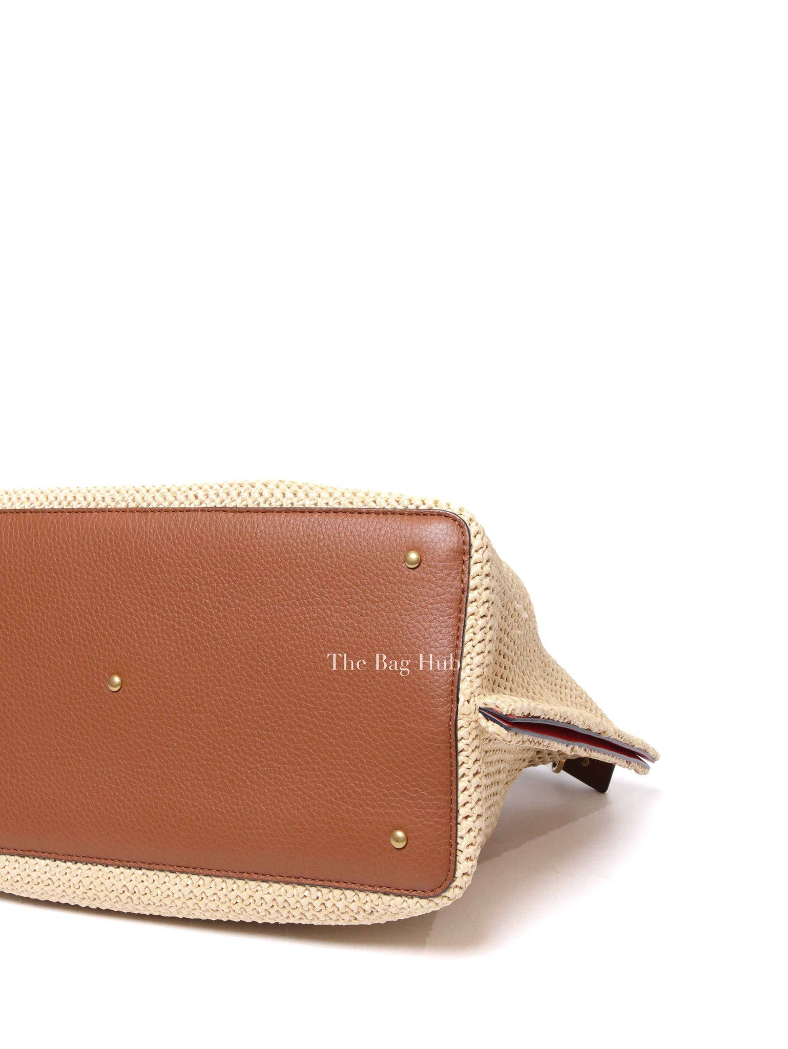 Valentino Tan/Natural Synthetic Woven Raffia and Leather Medium Summer Tote Bag