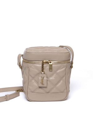 Saint Laurent Dark Beige Grain de Poudre Quilted 80's Vanity Bag