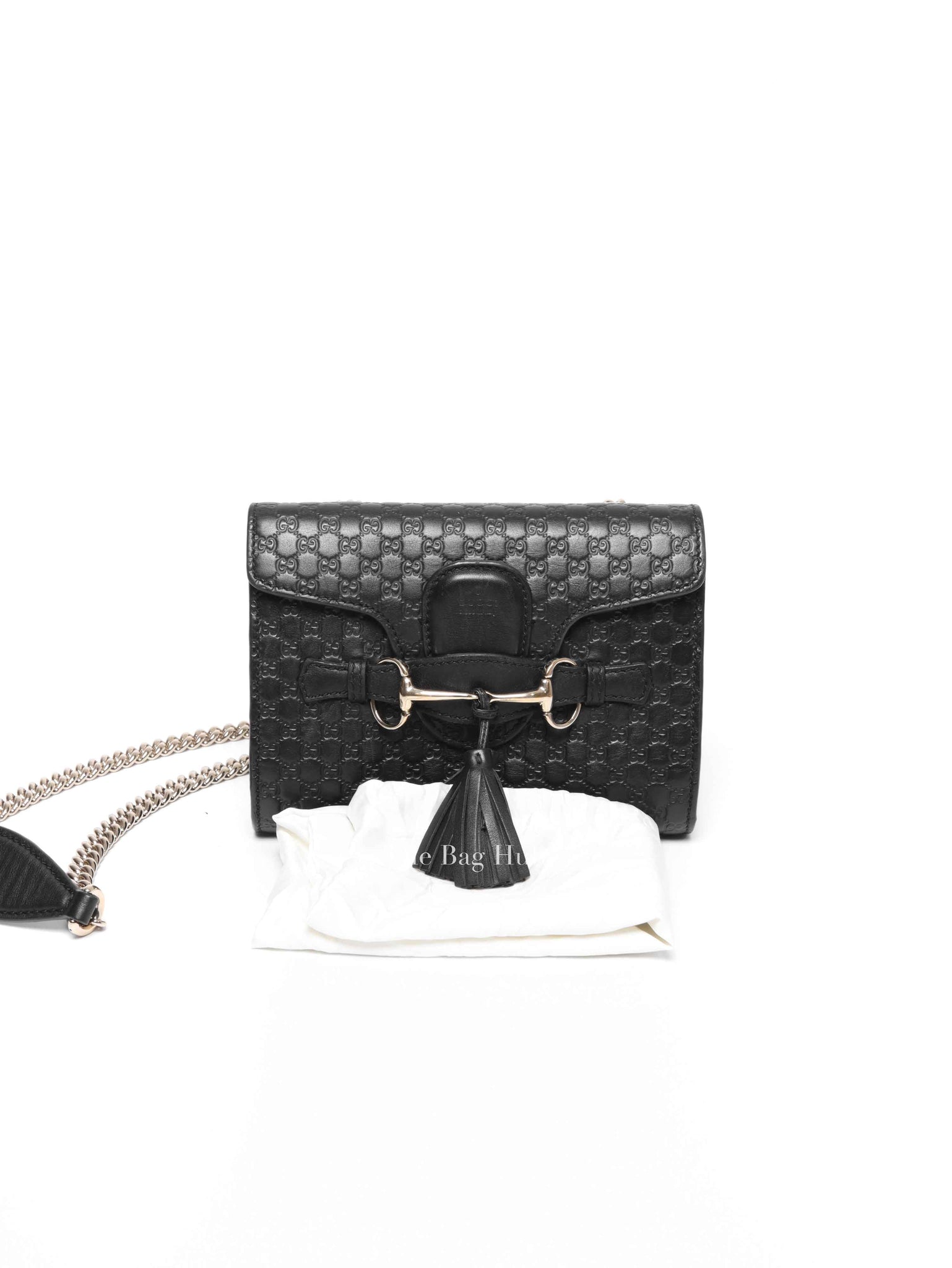 Gucci Black Leather Microguccissima Mini Emily Chain Shoulder Bag