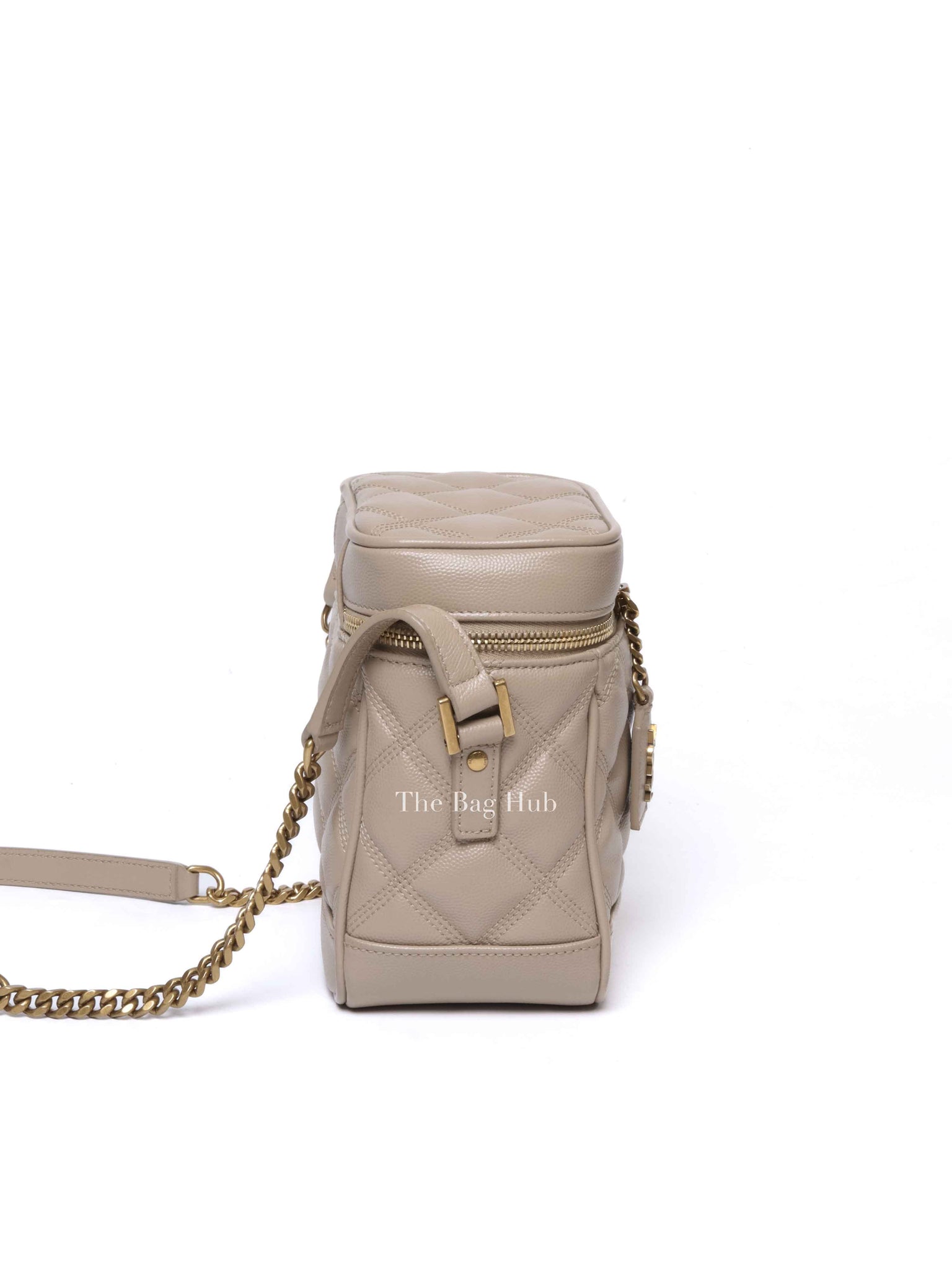 Saint Laurent Dark Beige Grain de Poudre Quilted 80's Vanity Bag