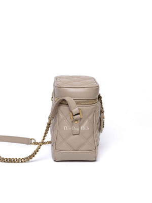 Saint Laurent Dark Beige Grain de Poudre Quilted 80's Vanity Bag