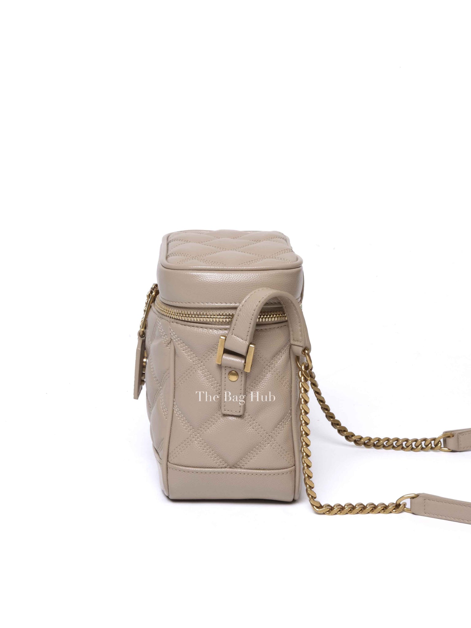 Saint Laurent Dark Beige Grain de Poudre Quilted 80's Vanity Bag