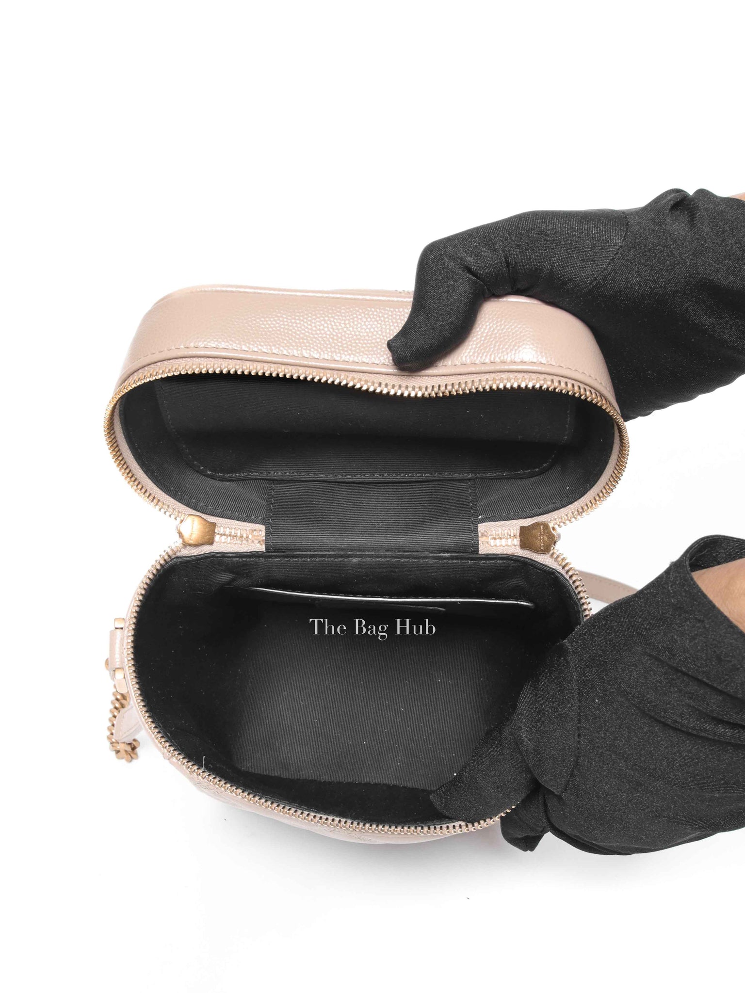 Saint Laurent Dark Beige Grain de Poudre Quilted 80's Vanity Bag
