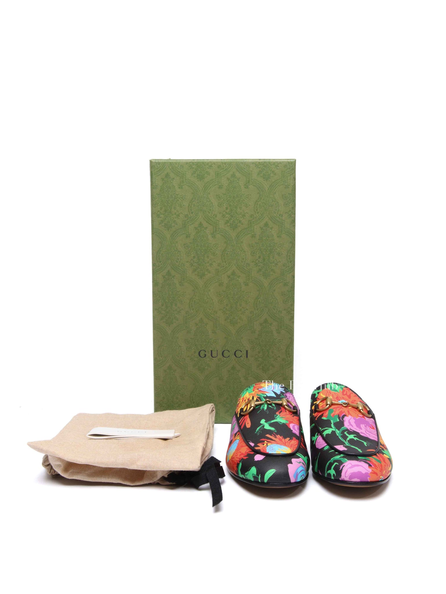 Gucci Black Floral Multicolor x Ken Scott Princetown Mules Size 35