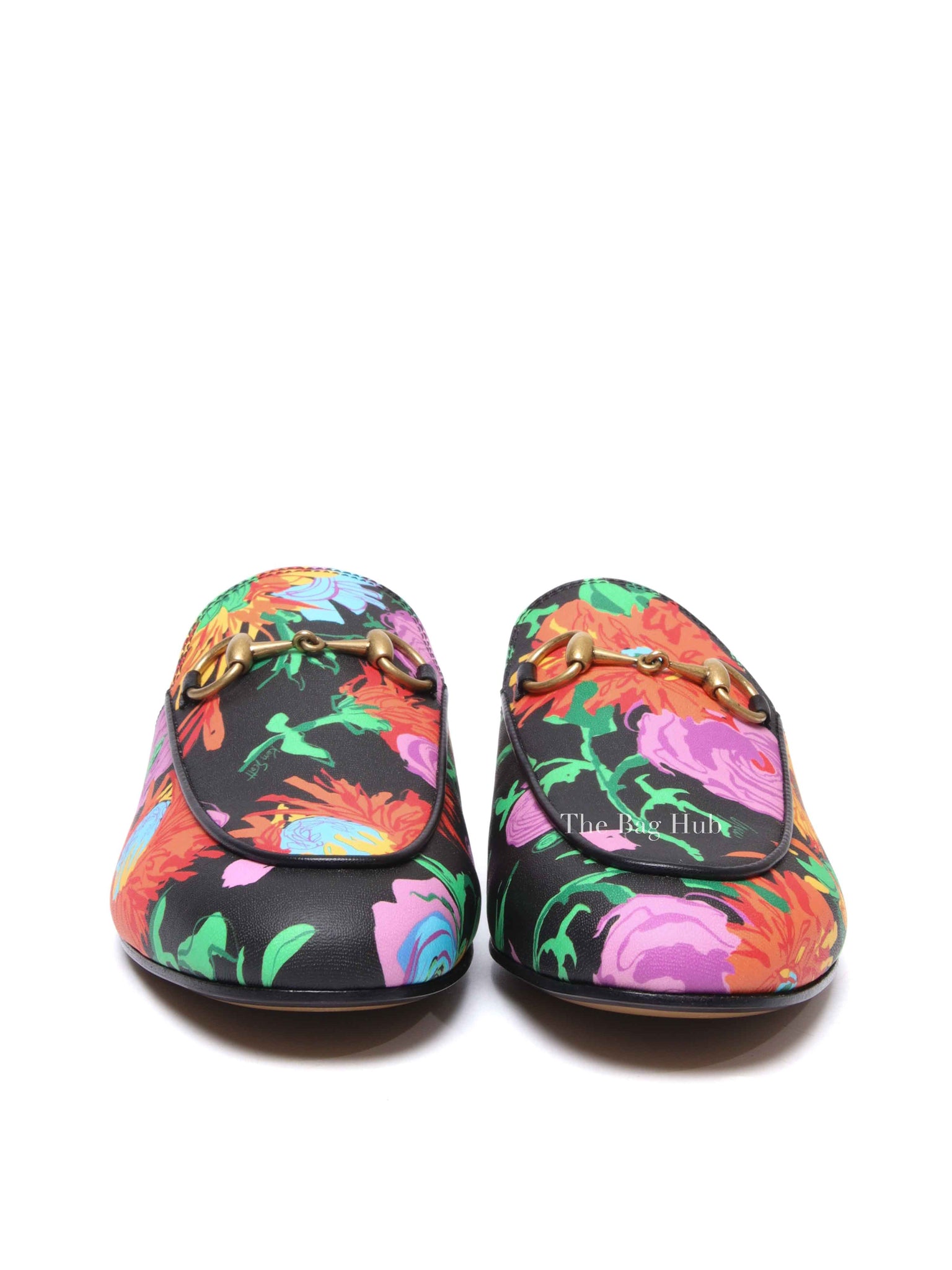 Gucci Black Floral Multicolor x Ken Scott Princetown Mules Size 35