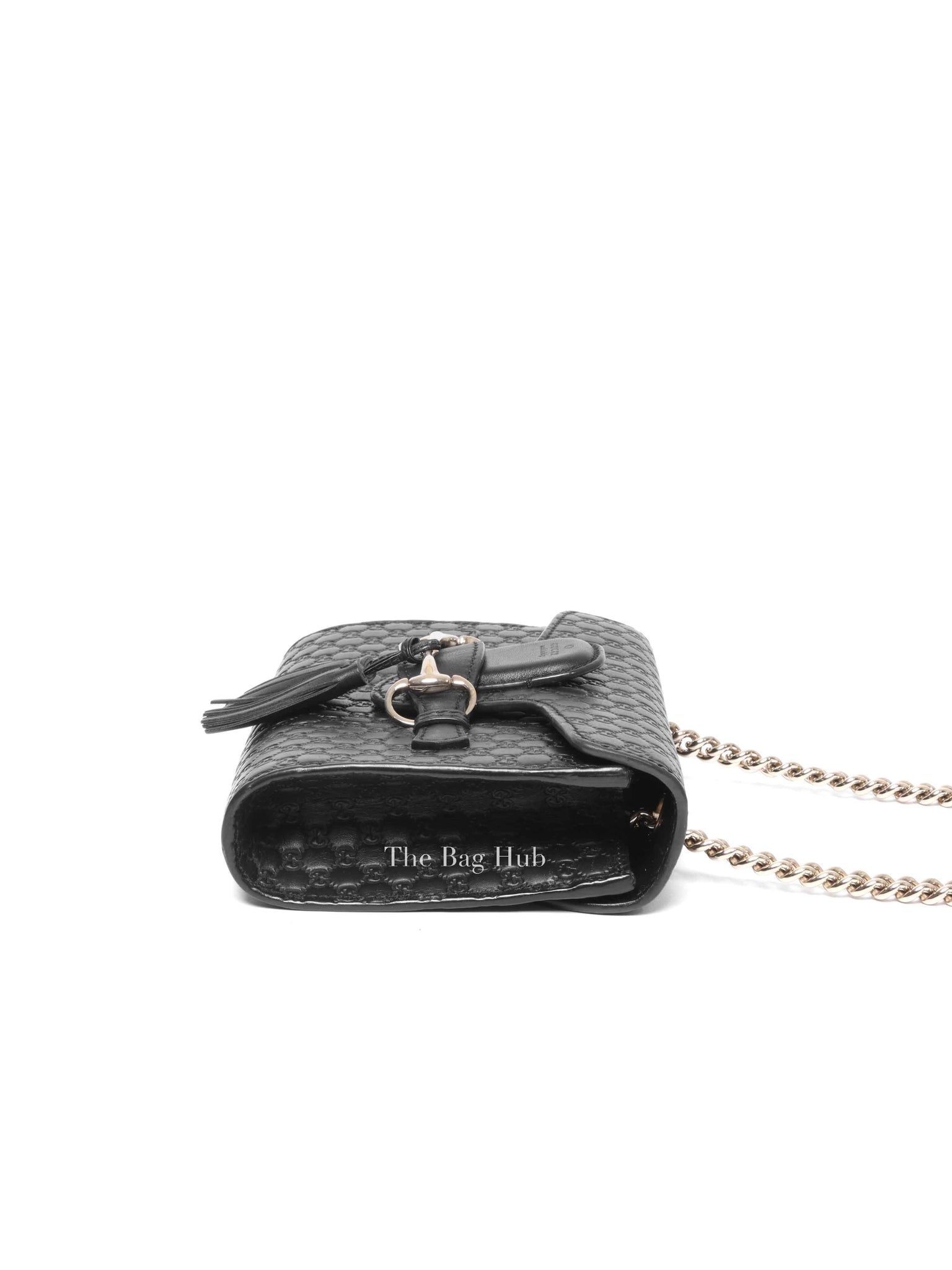 Gucci Black Leather Microguccissima Mini Emily Chain Shoulder Bag