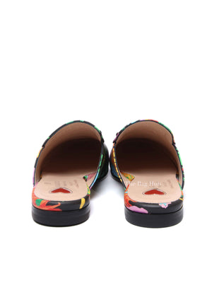 Gucci Black Floral Multicolor x Ken Scott Princetown Mules Size 35