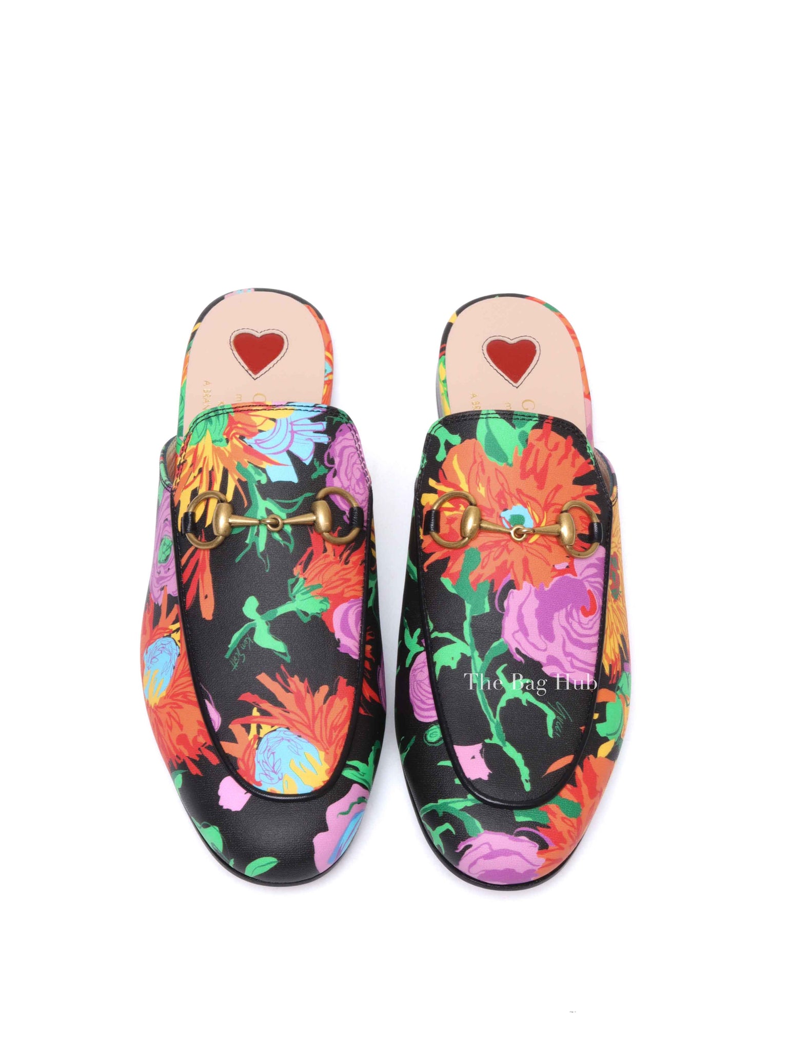 Gucci Black Floral Multicolor x Ken Scott Princetown Mules Size 35