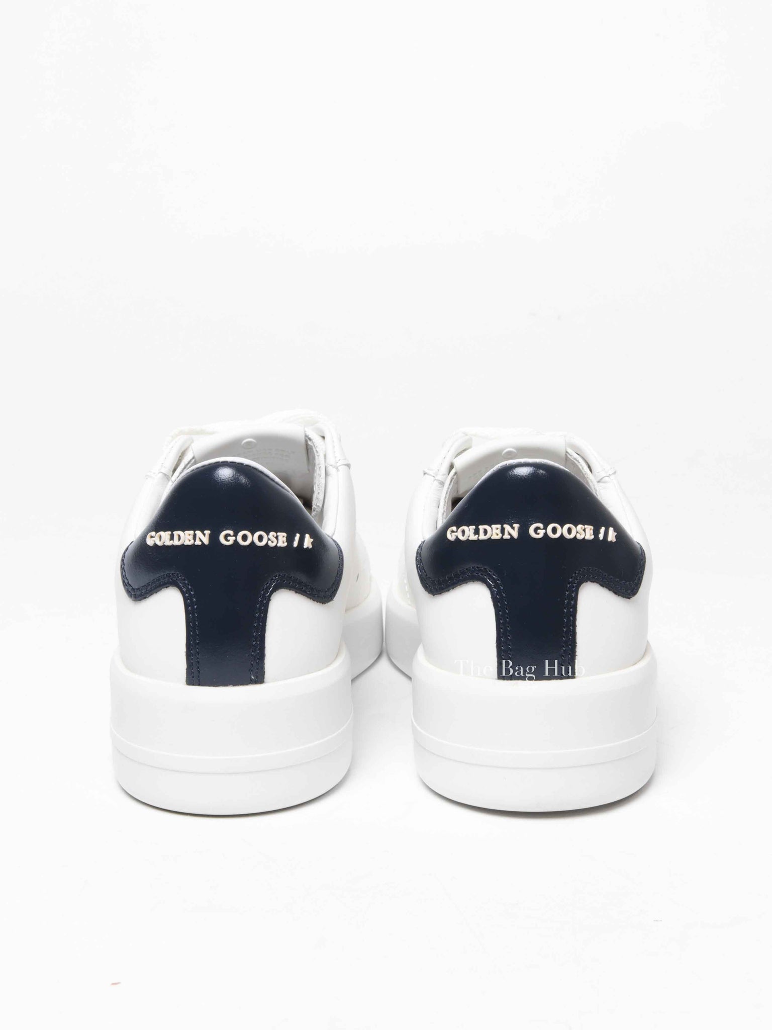 Golden Goose White w/ Navy Blue Heel Tab Purestar Sneakers Size 36