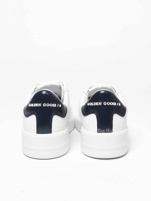 Golden Goose White w/ Navy Blue Heel Tab Purestar Sneakers Size 36