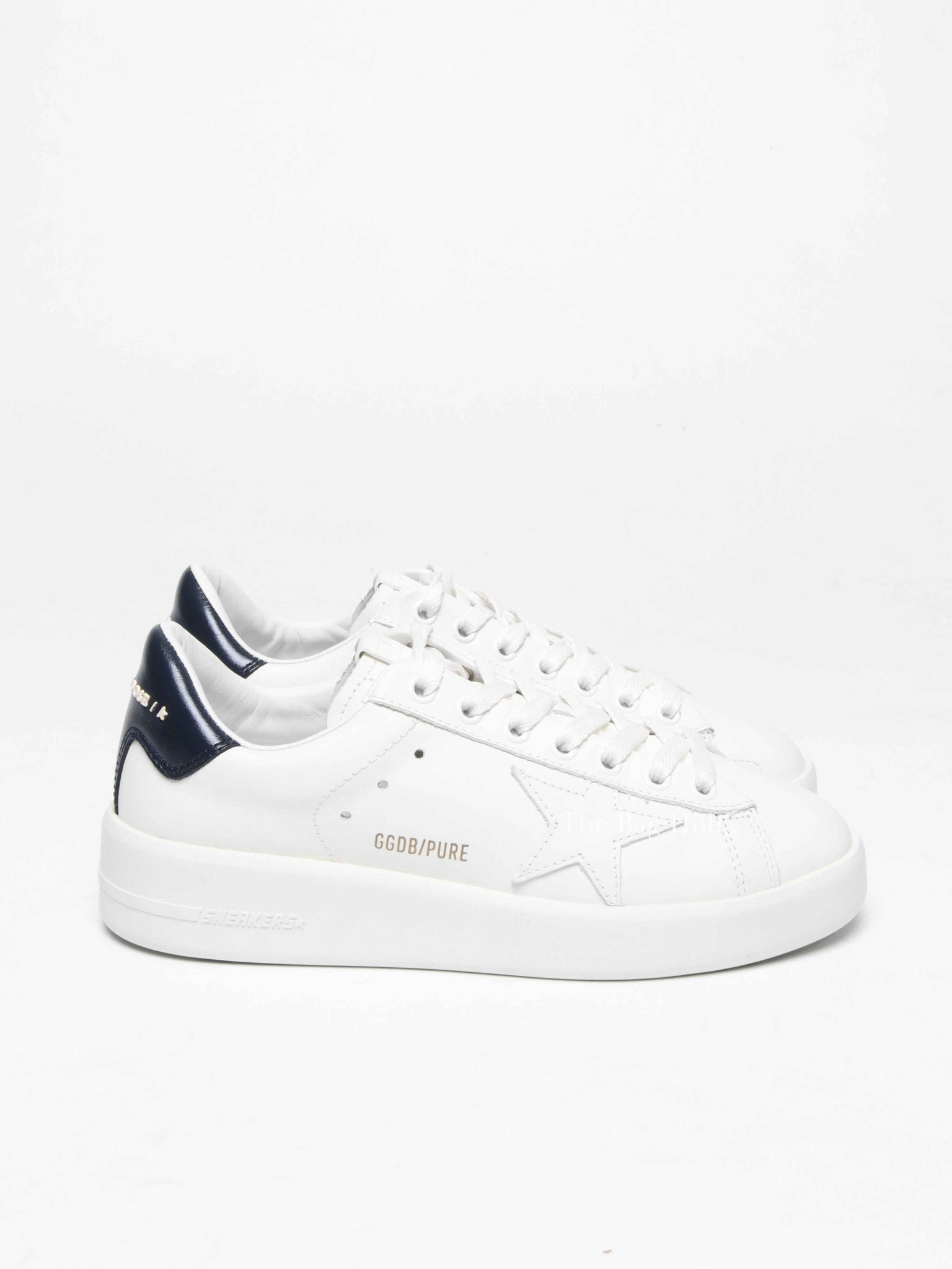 Golden Goose White w/ Navy Blue Heel Tab Purestar Sneakers Size 36