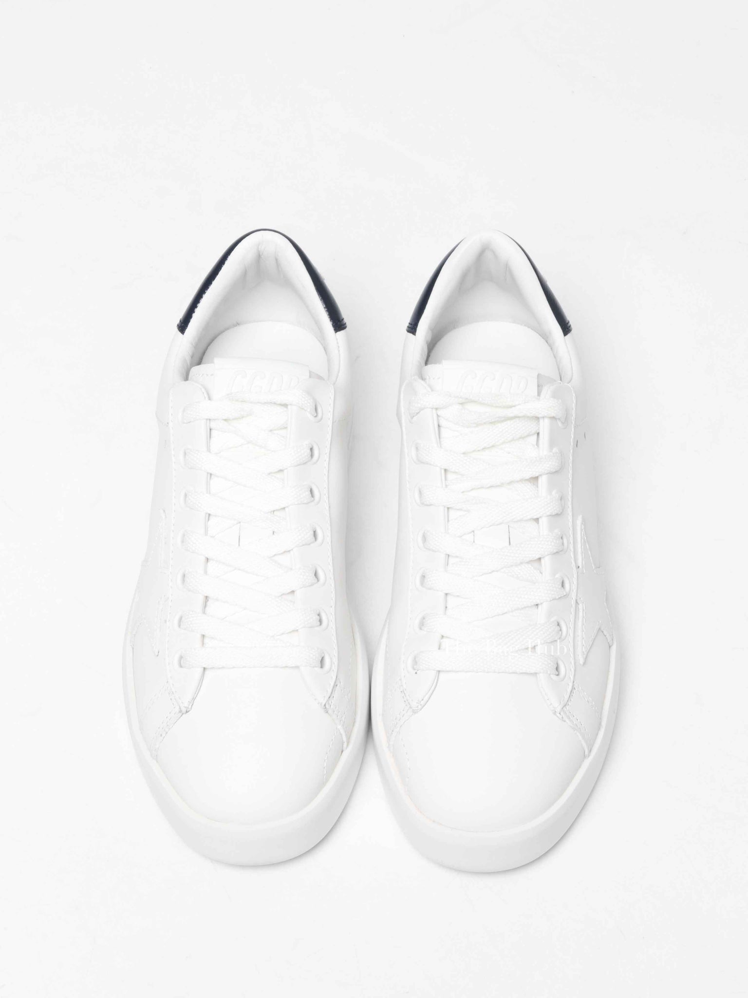 Golden Goose White w/ Navy Blue Heel Tab Purestar Sneakers Size 36
