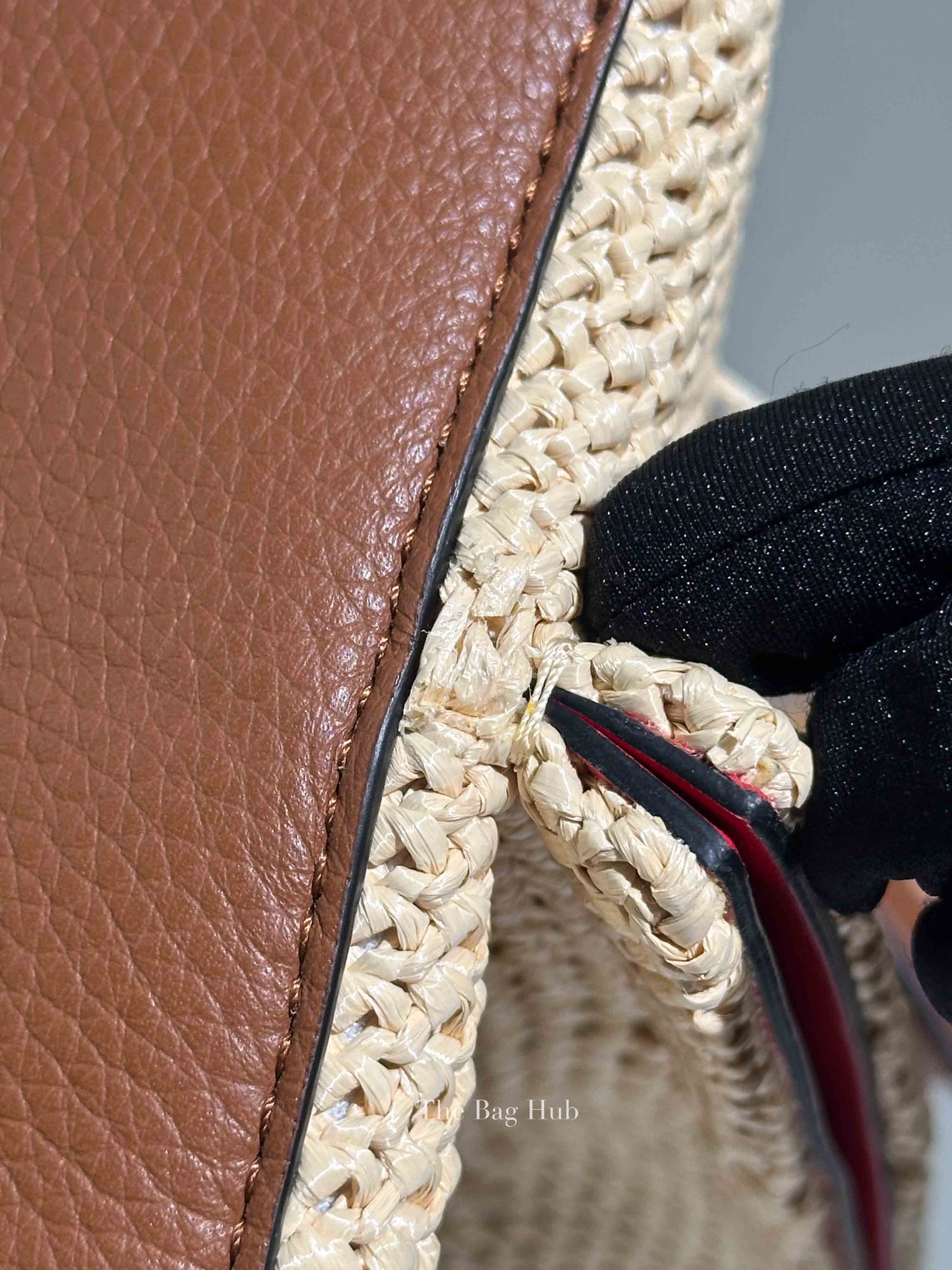 Valentino Tan/Natural Synthetic Woven Raffia and Leather Medium Summer Tote Bag