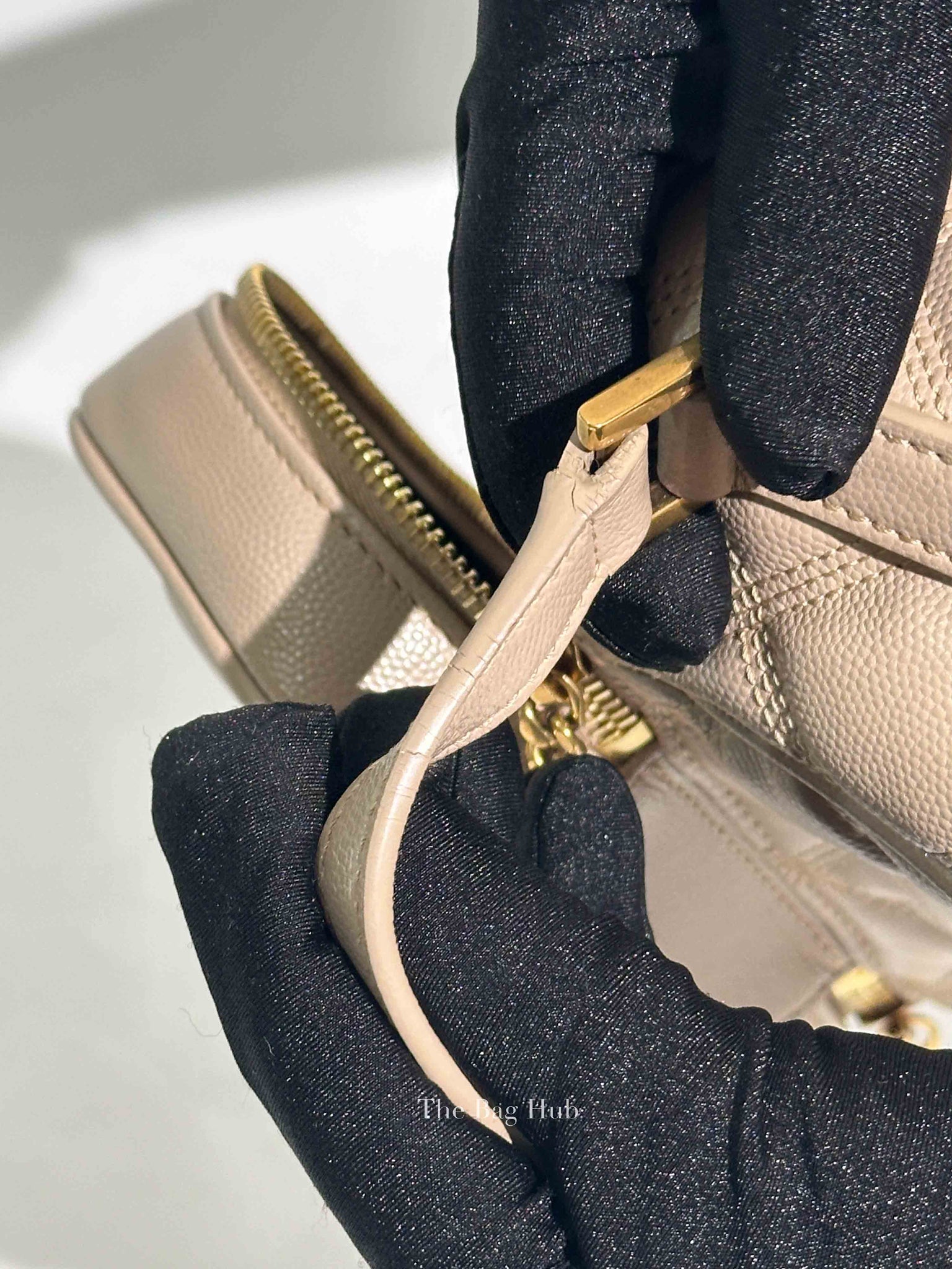 Saint Laurent Dark Beige Grain de Poudre Quilted 80's Vanity Bag