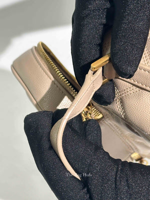 Saint Laurent Dark Beige Grain de Poudre Quilted 80's Vanity Bag