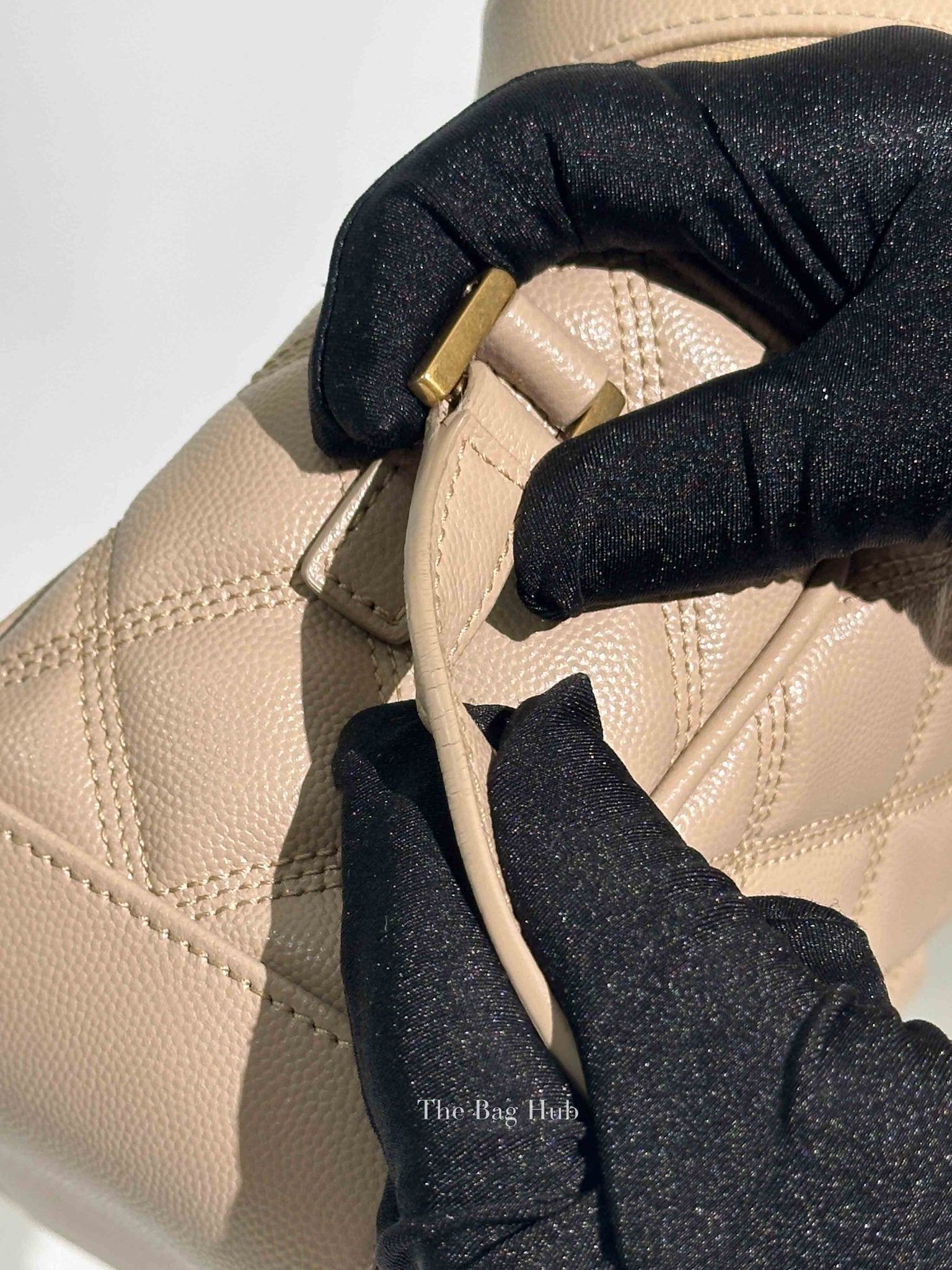 Saint Laurent Dark Beige Grain de Poudre Quilted 80's Vanity Bag