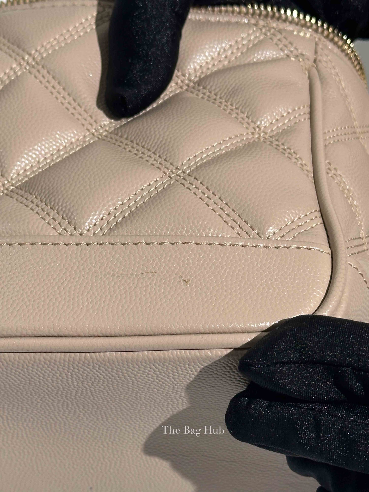 Saint Laurent Dark Beige Grain de Poudre Quilted 80's Vanity Bag