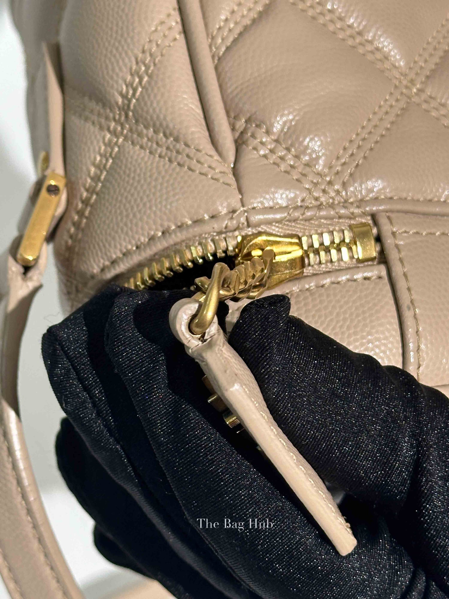 Saint Laurent Dark Beige Grain de Poudre Quilted 80's Vanity Bag
