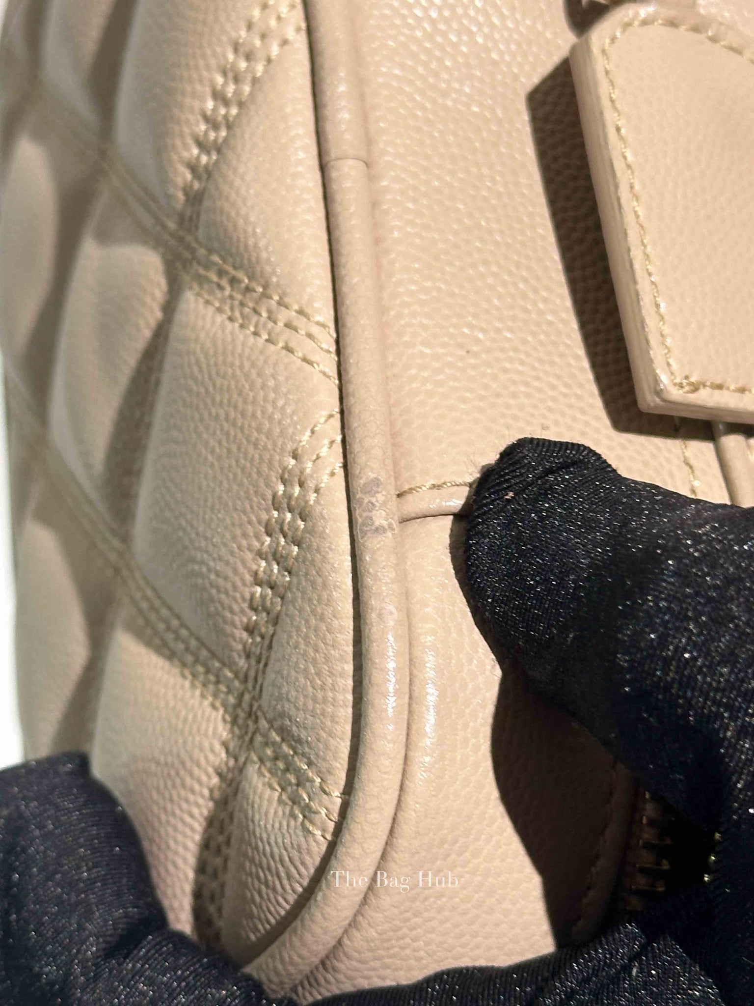 Saint Laurent Dark Beige Grain de Poudre Quilted 80's Vanity Bag