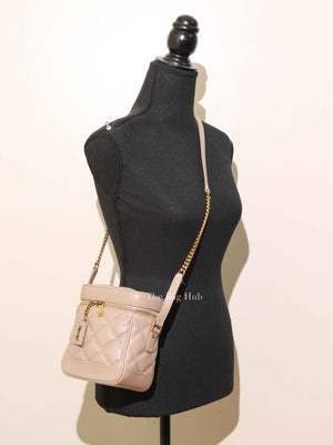 Saint Laurent Dark Beige Grain de Poudre Quilted 80's Vanity Bag