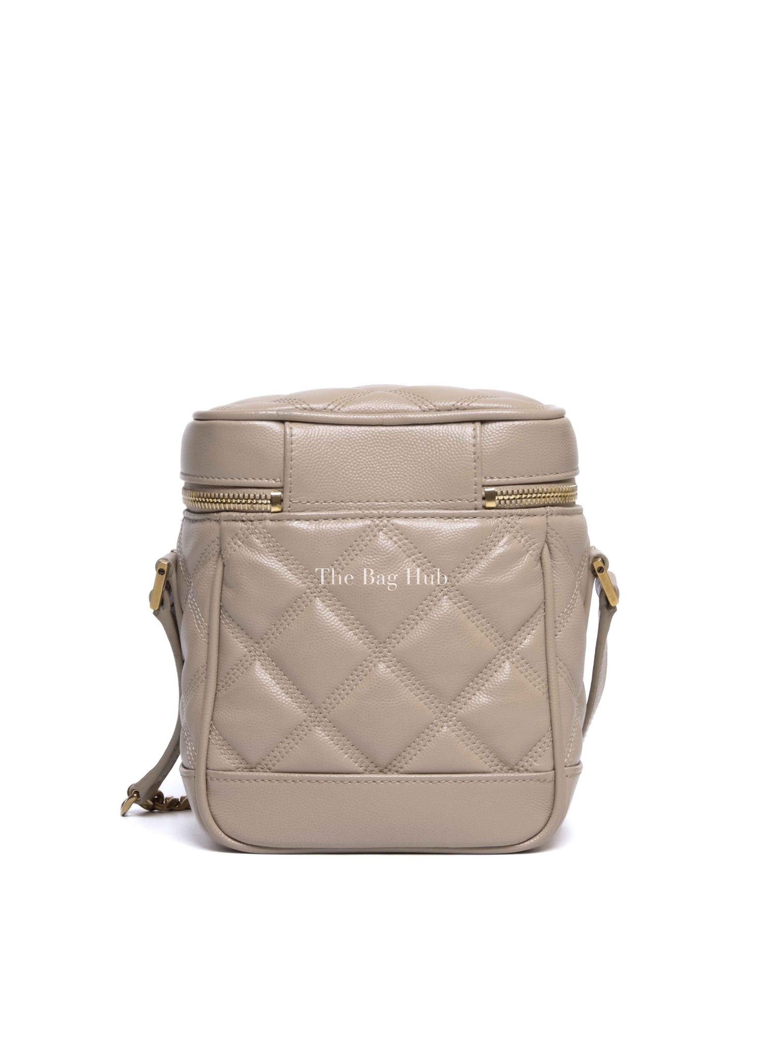 Saint Laurent Dark Beige Grain de Poudre Quilted 80's Vanity Bag