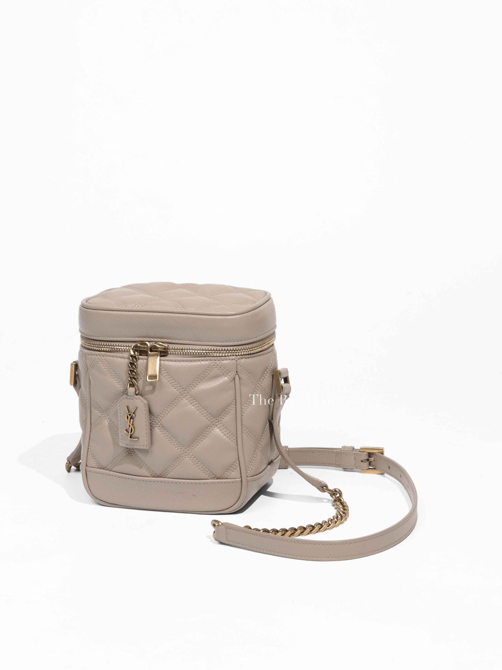 Saint Laurent Dark Beige Grain de Poudre Quilted 80's Vanity Bag
