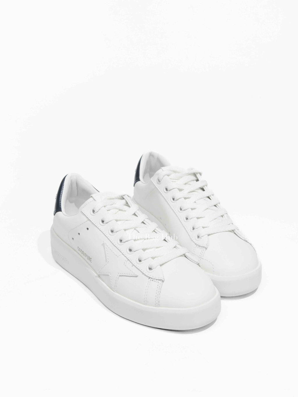 Golden Goose White w/ Navy Blue Heel Tab Purestar Sneakers Size 36
