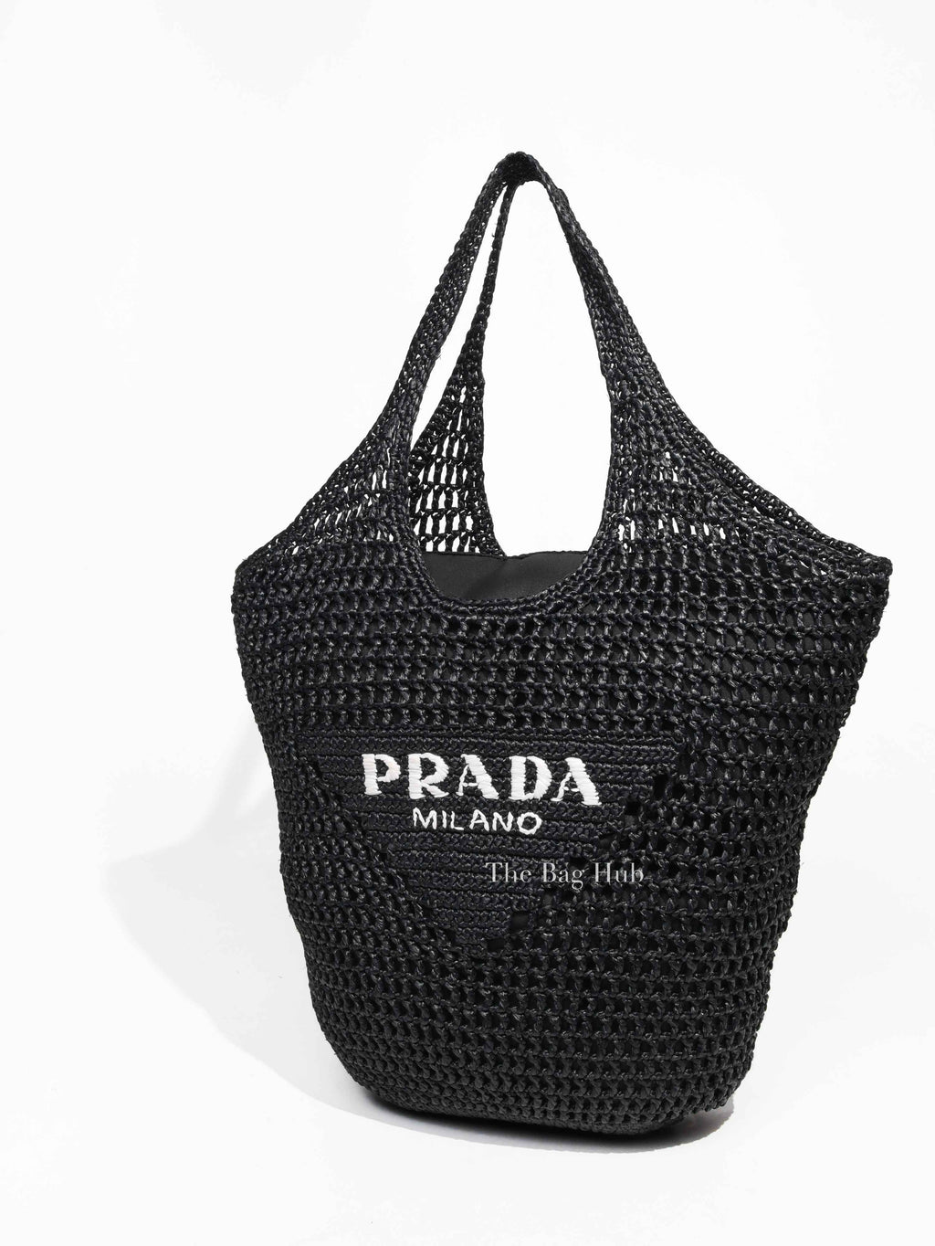 Prada Nero Raffia Shopping Tote Bag 1BG424