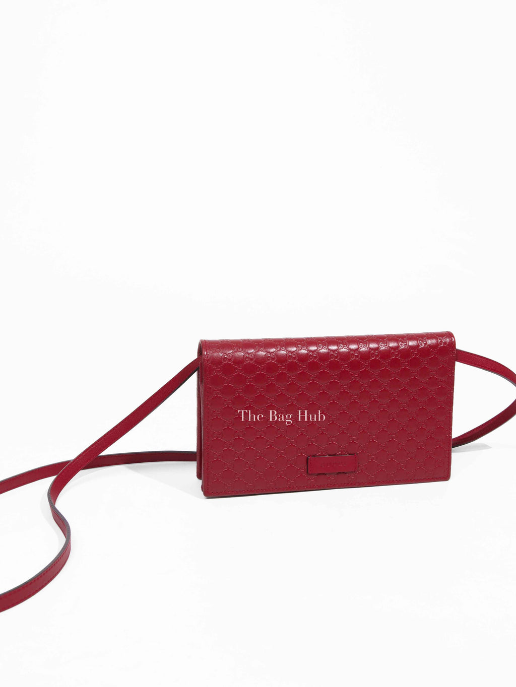 Gucci Red Leather Microguccissima Crossbody Wallet