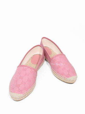 Gucci Pink GG Canvas and Leather Espadrille Flats Size 38