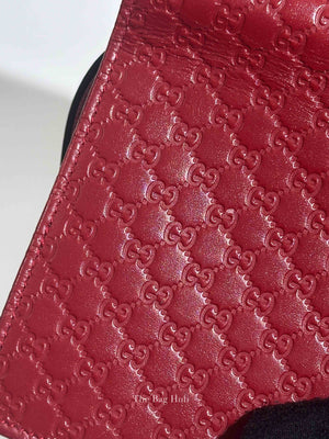 Gucci Red Leather Microguccissima Crossbody Wallet