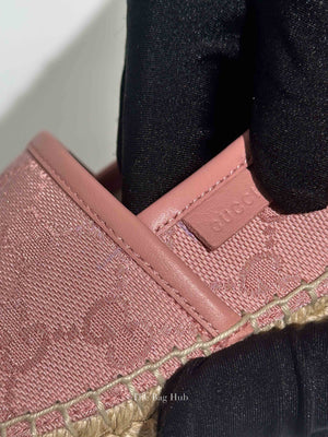 Gucci Pink GG Canvas and Leather Espadrille Flats Size 38