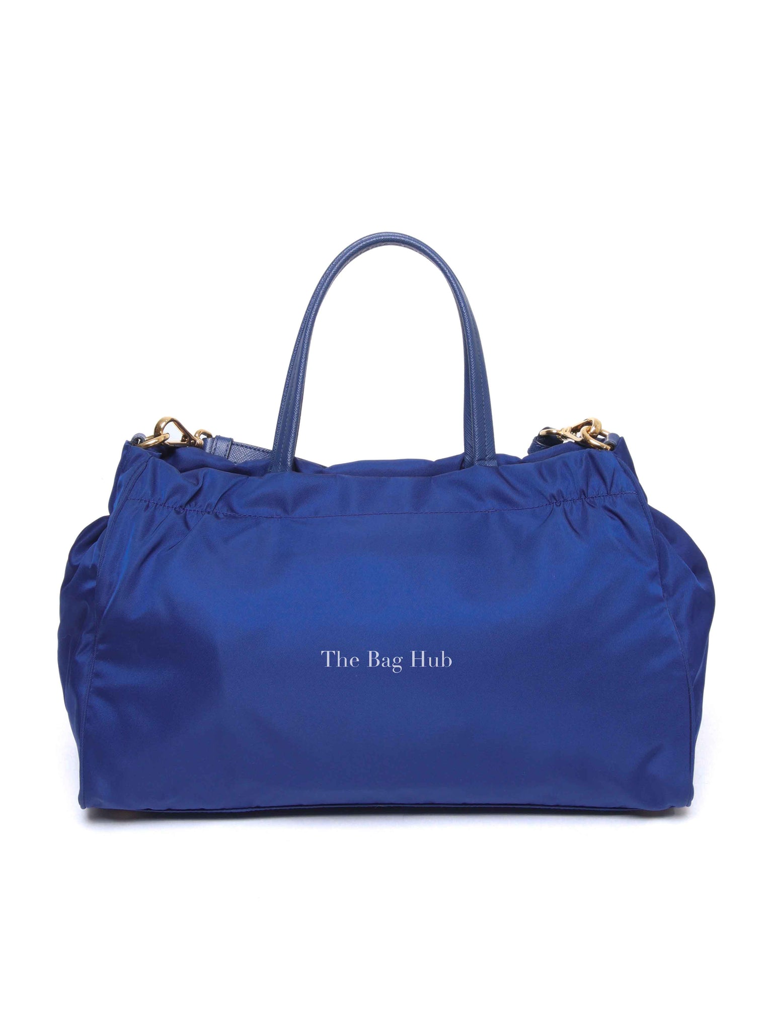 Prada Bluette Tessuto/Saffiano Triangle Plate Handbag 1BA843