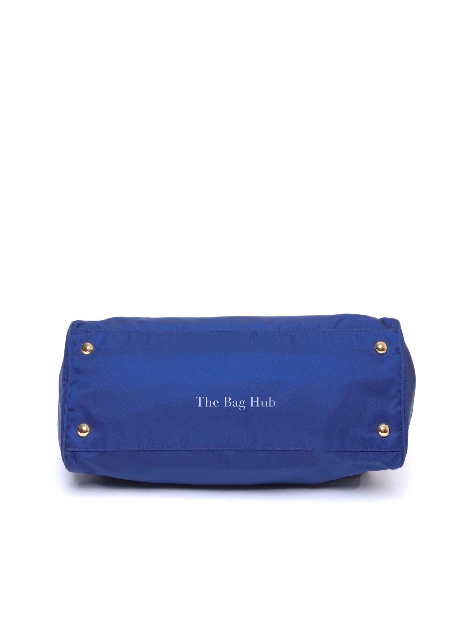 Prada Bluette Tessuto/Saffiano Triangle Plate Handbag 1BA843