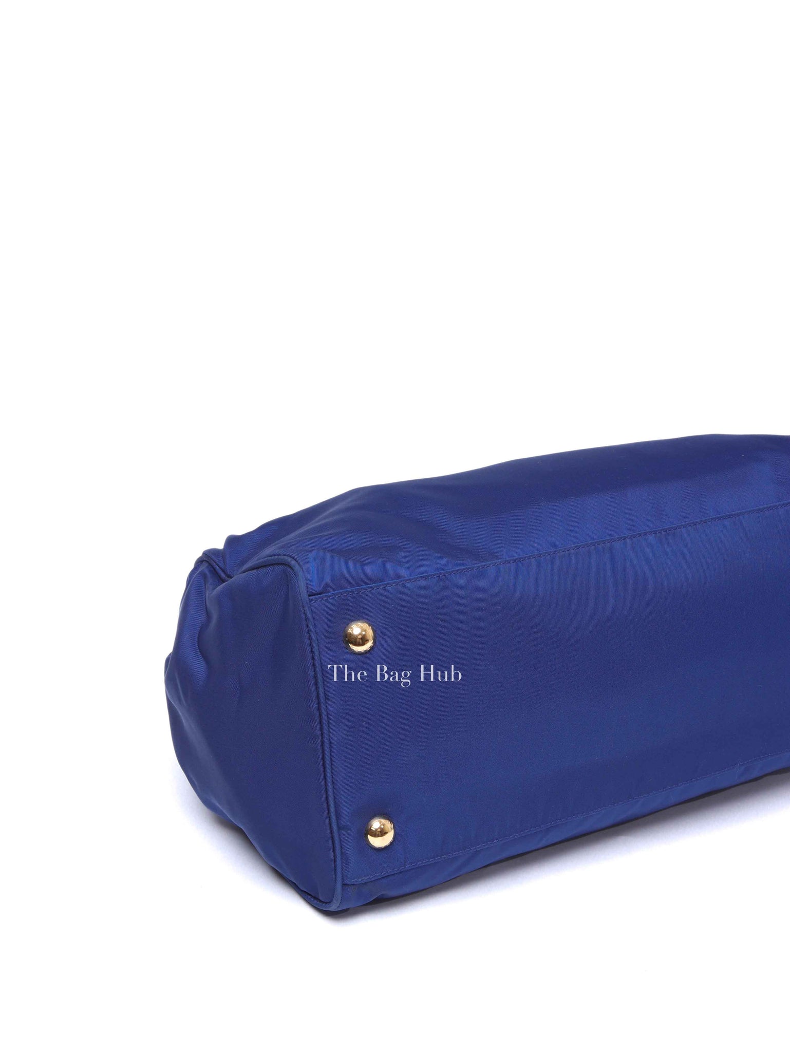 Prada Bluette Tessuto/Saffiano Triangle Plate Handbag 1BA843
