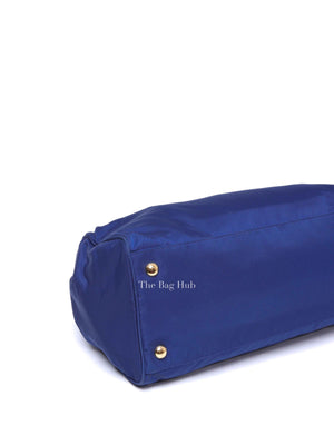 Prada Bluette Tessuto/Saffiano Triangle Plate Handbag 1BA843