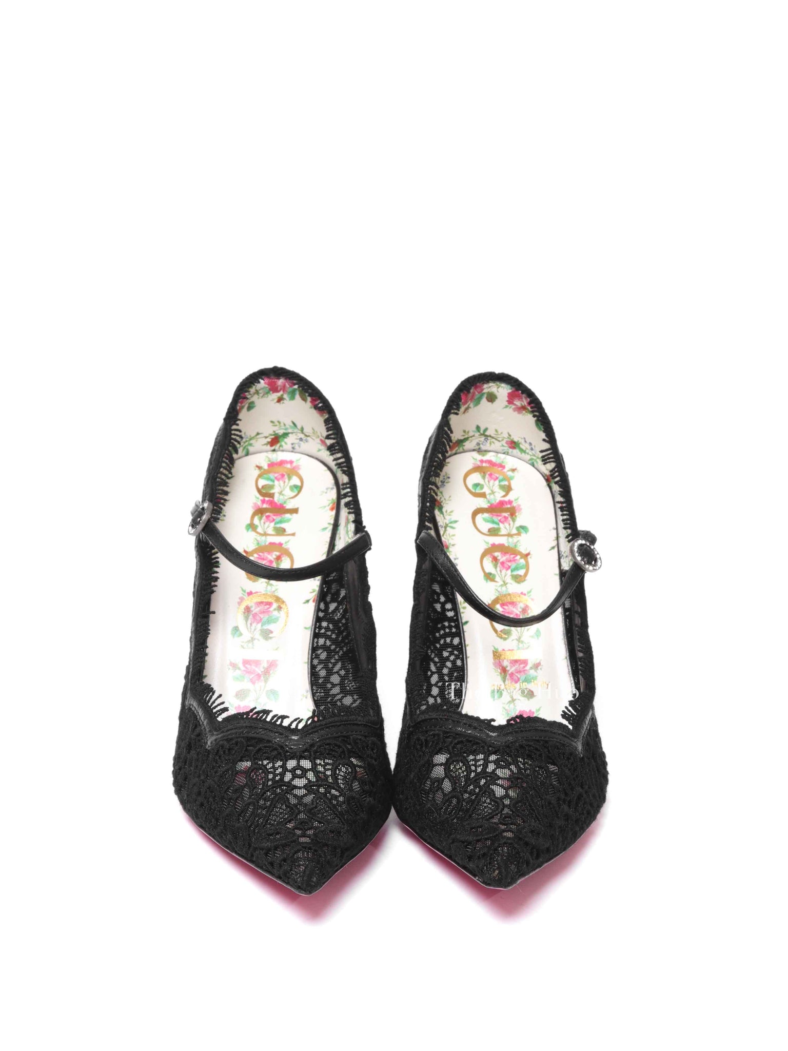 Gucci Black Lace Virginia Mary Jane Pumps Size 38.5