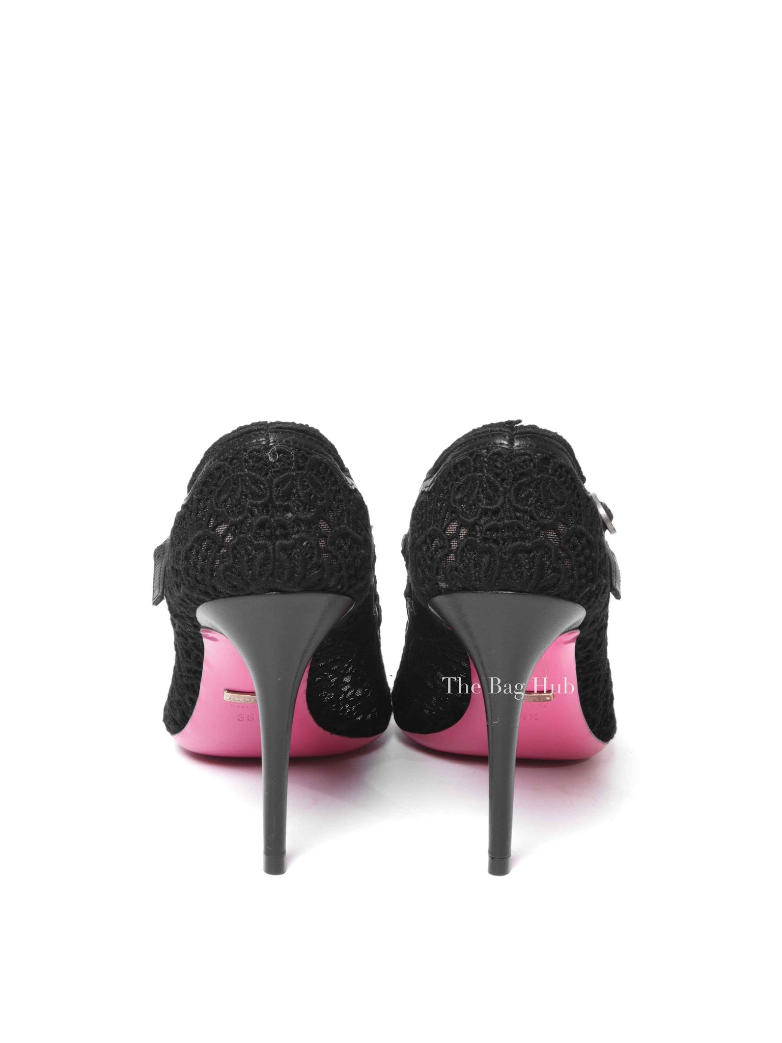 Gucci Black Lace Virginia Mary Jane Pumps Size 38.5