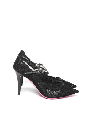 Gucci Black Lace Virginia Mary Jane Pumps Size 38.5