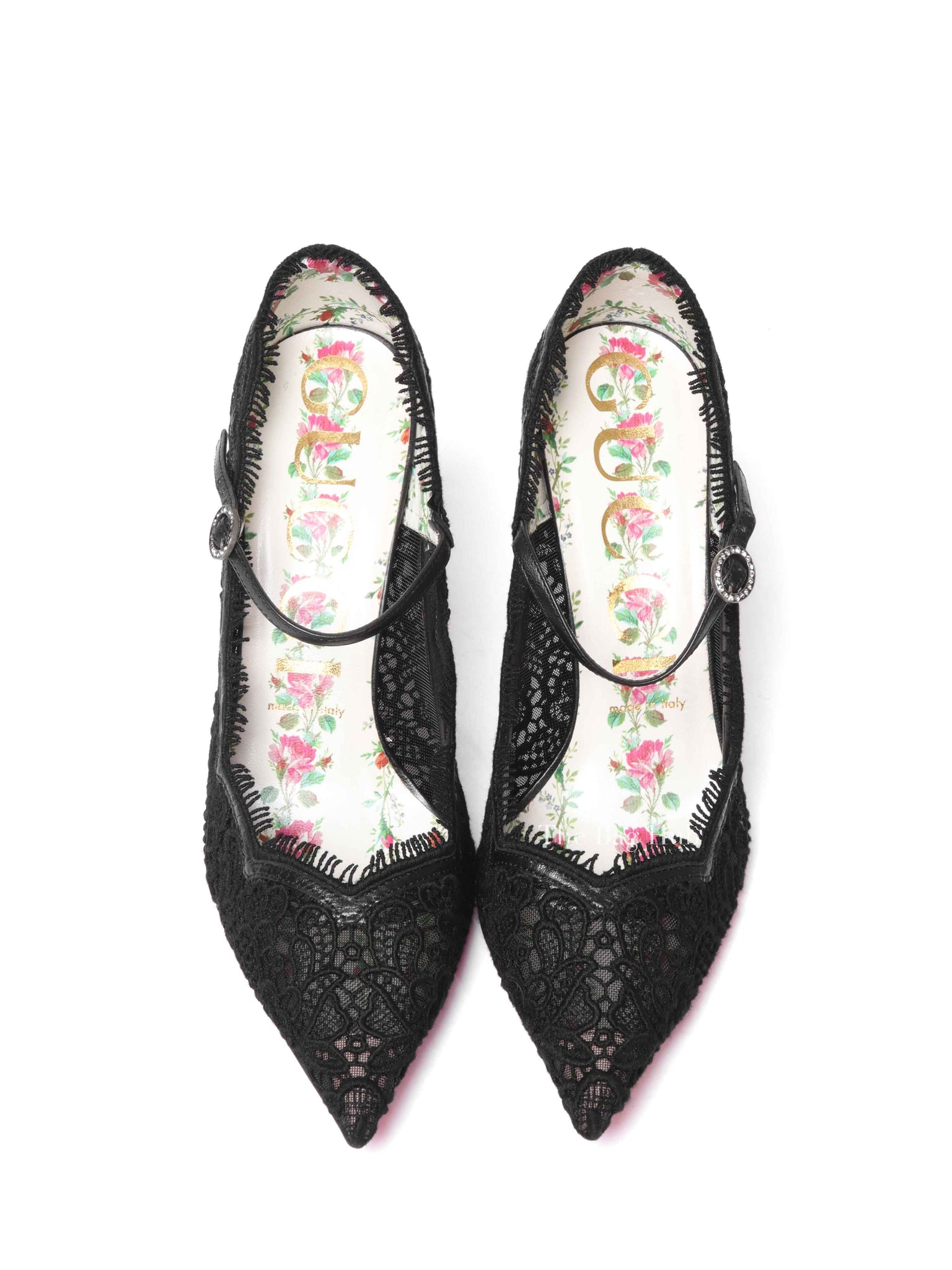 Gucci Black Lace Virginia Mary Jane Pumps Size 38.5